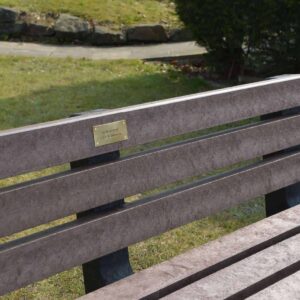 TDP's commemorative peak bench made from recycled plastic wate