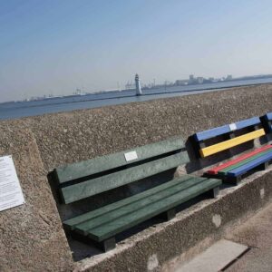 Purpose built bench's built from TDP's recycled plastic coloured profiles in New Brighton