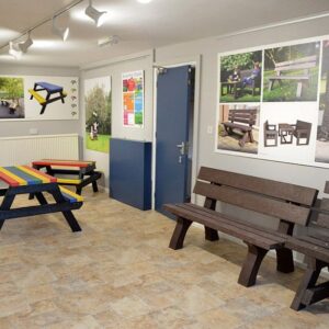 Showroom created by TDP showcasing their new recycled plastic furniture range