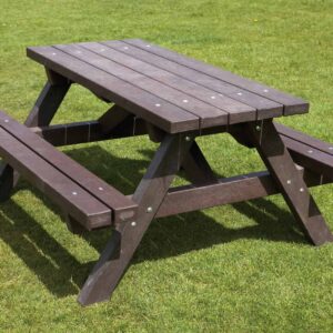 Recycled plastic spring bank picnic table