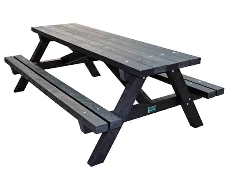 recycled plastic waste black springbank picnic bench