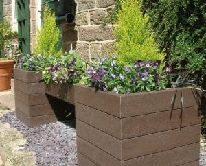Outdoor garden planter box made from recycled plastic waste by TDP