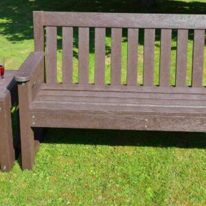 Dale bench and Valley table making the perfect garden set made from recycled plastic waste