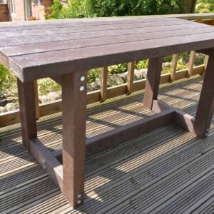 Outdoor dining picnic table by TDP of Wirksworth made from recycled plastic