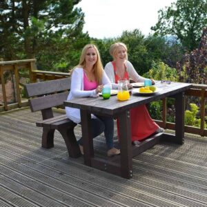 Denby picnic table for outdoor eating by TDP of Wirksworth. Made from plastic recycled waste