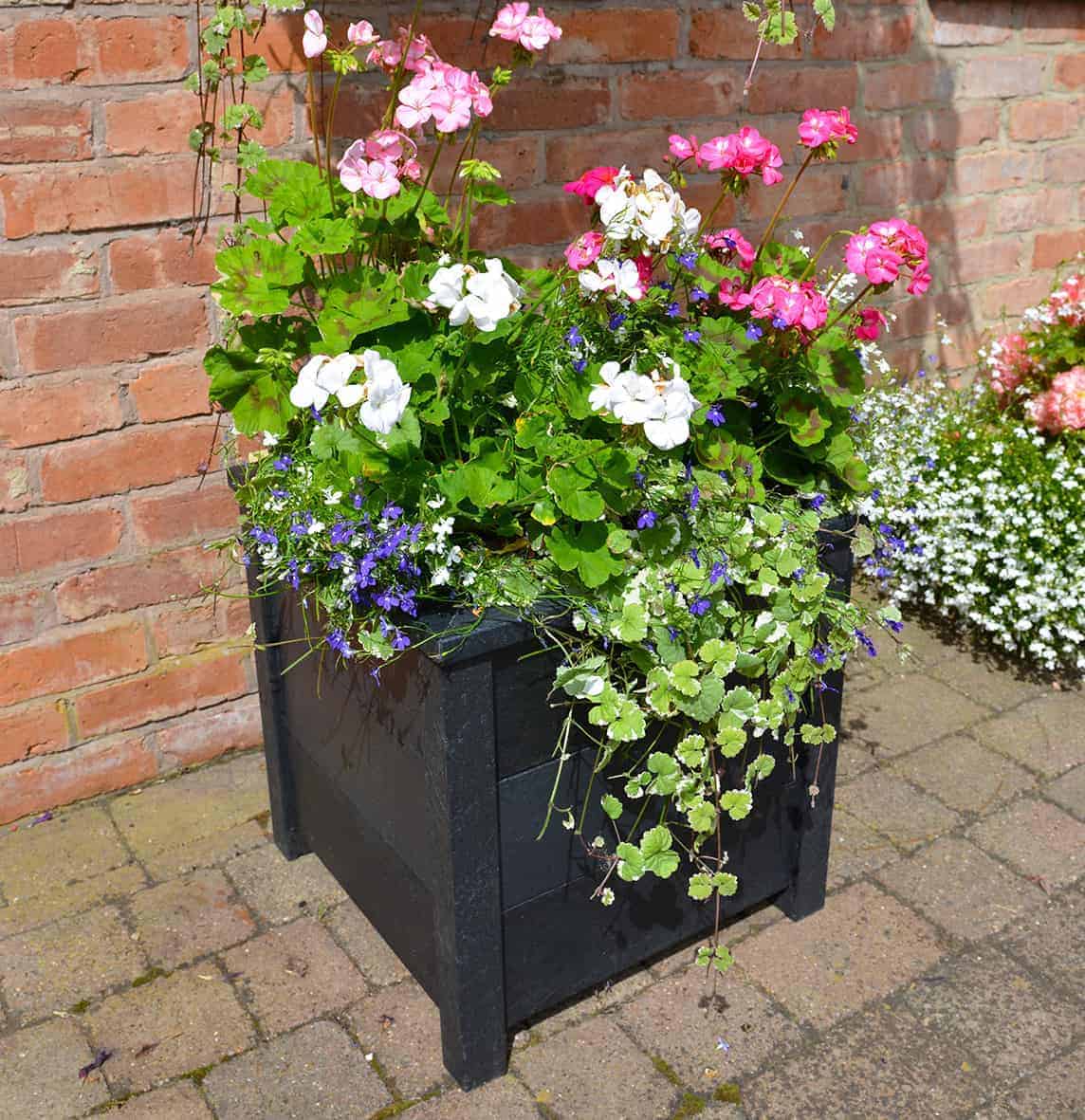 TDP Planter made from recycled plastic in Black 500mm sqaure