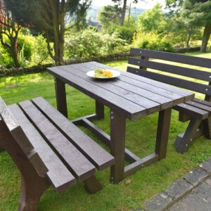 Alfresco dining set made from recycled plastic from TDP, 1.5m long table and seats
