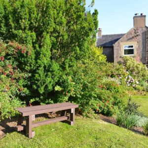 recycled plastic waste makes Trail bench in domestic garden