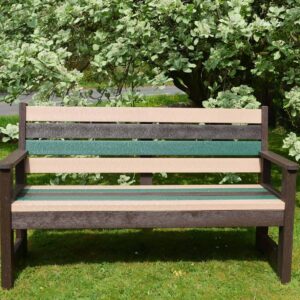 Recycled plastic bench for holiday lets