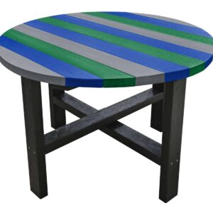 Cool coloured heavy duty garden table made from recycled plastic waste