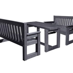 TDP's Denby table with Dale bench garden set - made from recycled plastic waste