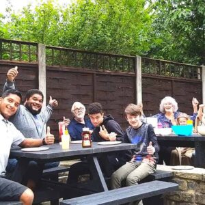 TDP's Bradbourne picnic table being enjoyed by happy customers