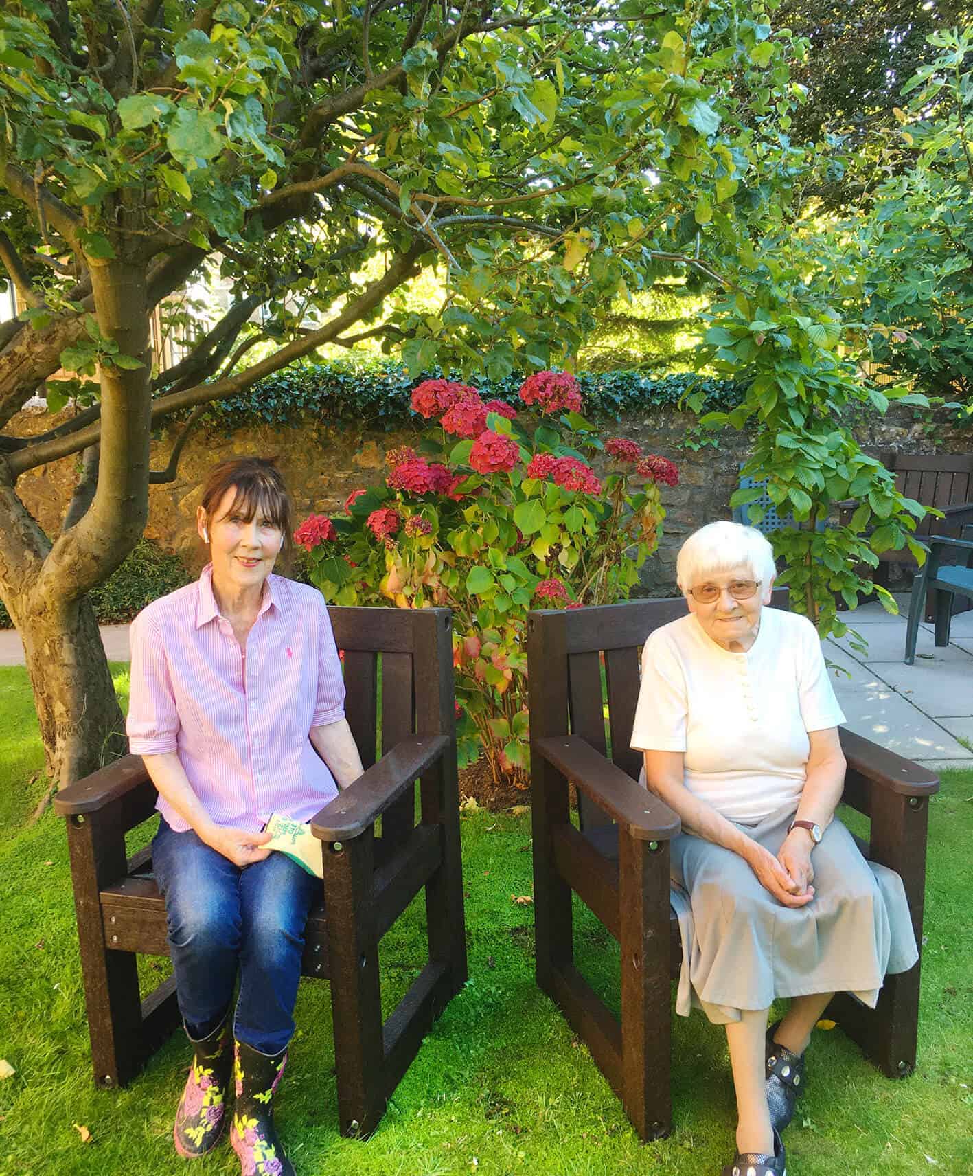 Pauline & Phyllis loving their Derwent garden chairs from TDP. Really sturdy and maintenace free