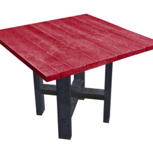 TDPs Hope dining table with red coloured top, made from recycled plastic waste