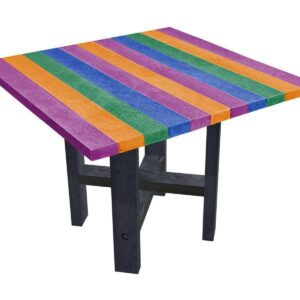 TDPs Hope dining table with jungle coloured top, made from recycled plastic waste