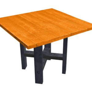 TDPs Hope dining table with orange top, made from recycled plastic waste
