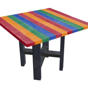 TDPs Hope dining table with rainforest coloured top, made from recycled plastic waste
