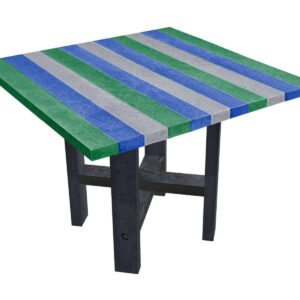 TDPs Hope dining table with wind coloured top, made from recycled plastic waste