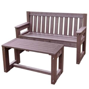 TDP Derby drinks table and Dale outdoor bench Set in brown