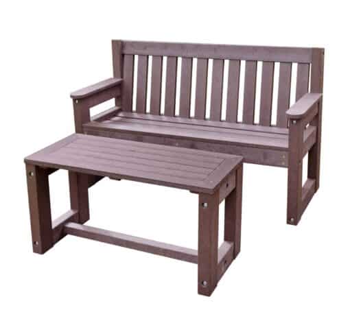 TDP Derby drinks table and Dale outdoor bench Set in brown