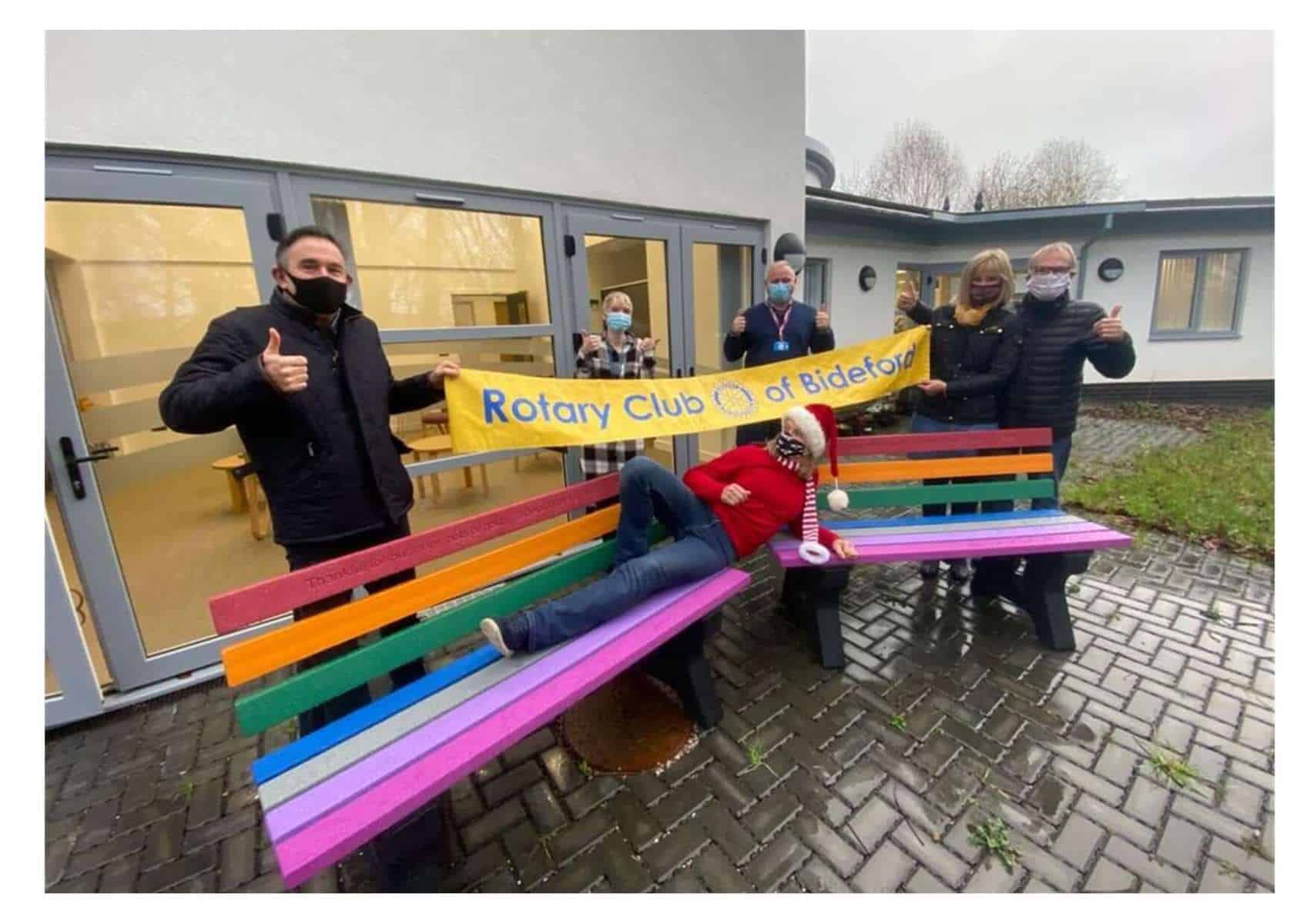 Coloured Peaks benches Bideford Rotary Club