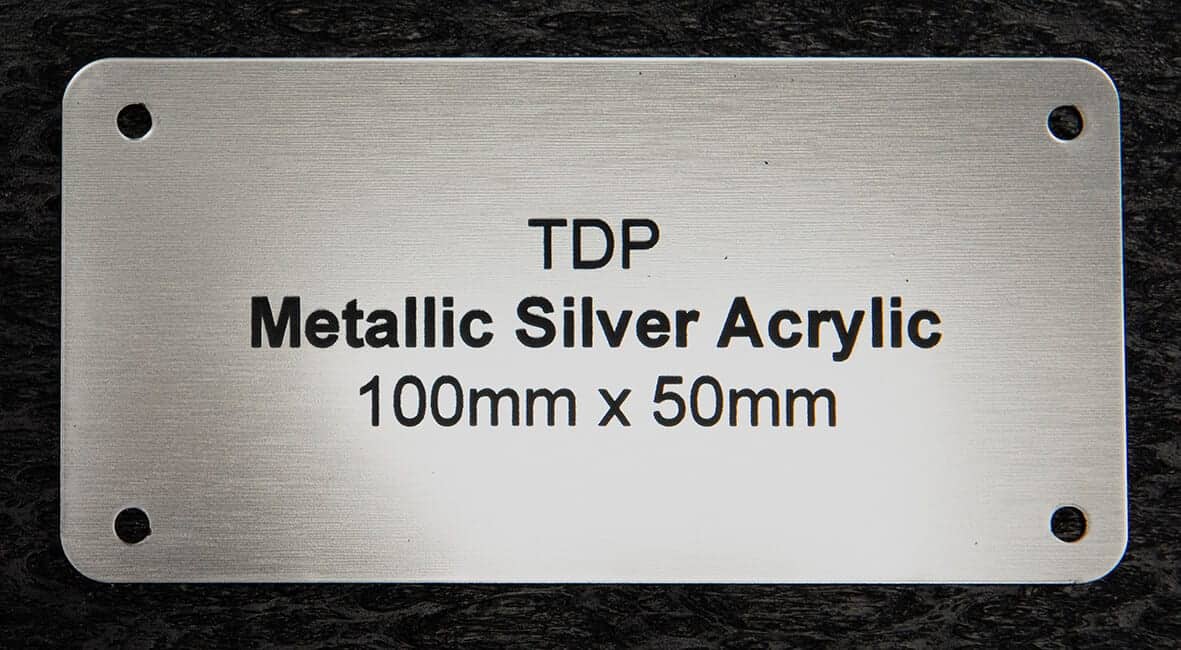 Metallic Silver Acrylic Plaque 100mm x 50mm