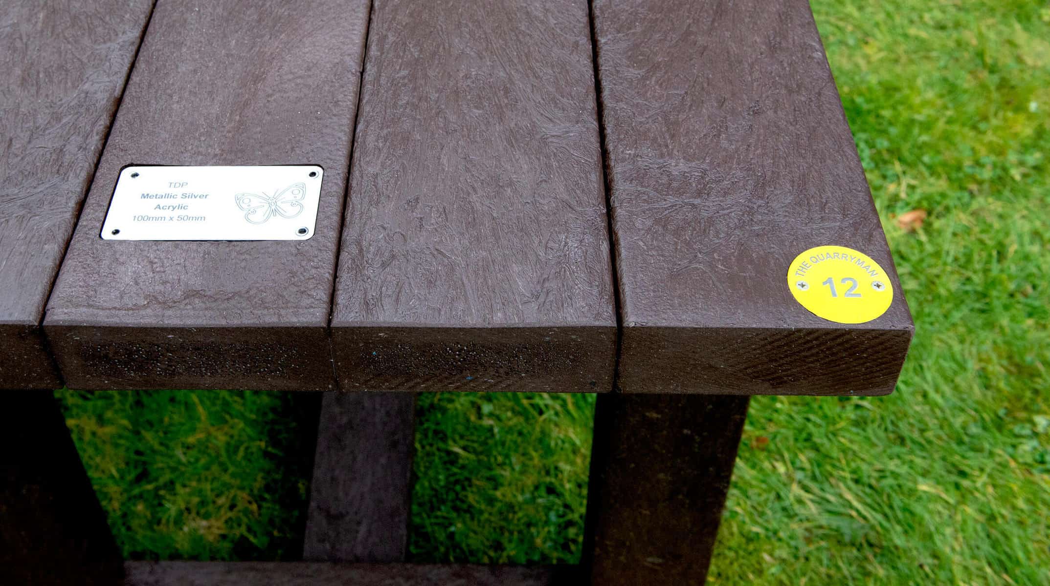 Denby Table in brown with plaque and table number