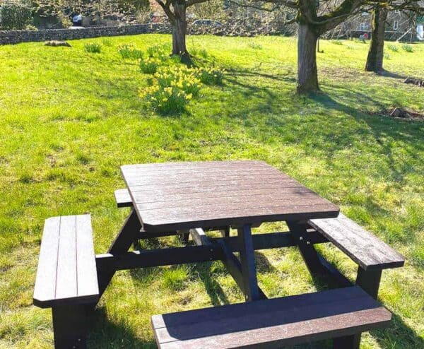TDP Bradbourne Picnic Table in Brown Made from recycled plastic at Stanton in the Peak