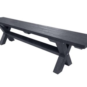 TDP Wheatcroft Bench 1800-Black made from recycled plastic. Outdoor seat