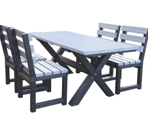 TDP Small Wheatcroft Outdoor Dining set - Urban - made up of 1 1.5m outdoor dining table and 4 Cromford chairs - Made with recycled plastic