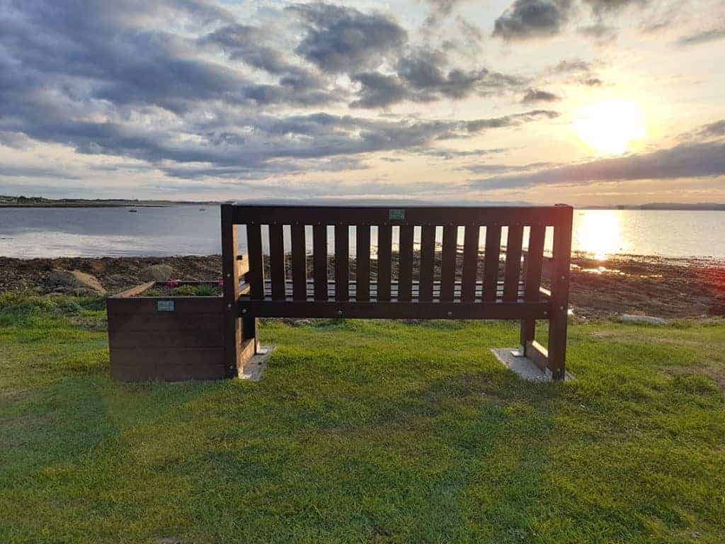 Sunset view form TDP Dale bench at Dolphin View Portmahomack overlooking Dornoch Firth