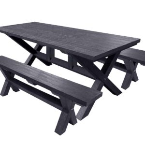 Wheatcroft outdoor Table and Benches made from recycled plastic 1800-Black