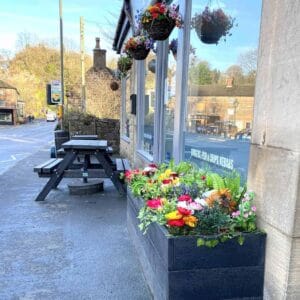 TDP Longwood Planter made from recycled plastic waste at Cromford Fish bar, Derbyshire