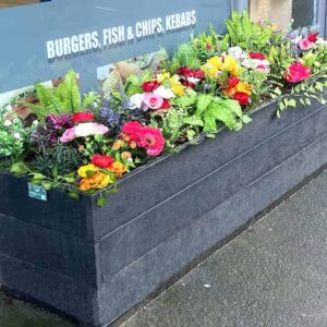 TDP Longwood Planter made from recycled plastic waste at Cromford Fish bar
