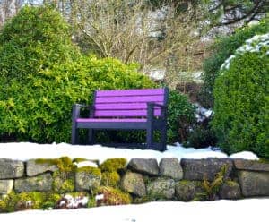 TDP Recycled plastic Wirksworth Seat in the snow