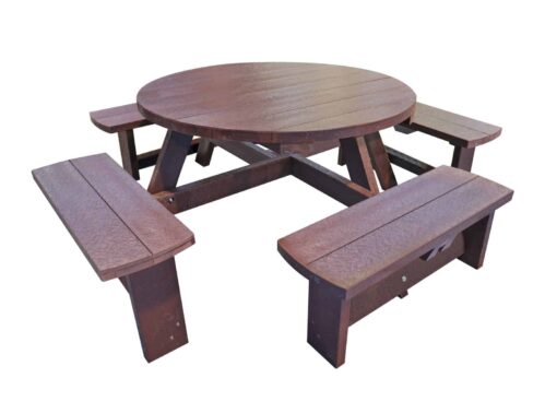 8 seater Junior Picnic Table made from Recycled Plastic by TDP coloured in Brown