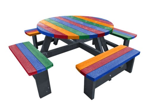 8 seater Junior Picnic Table made from Recycled Plastic by TDP coloured in Rainforest style