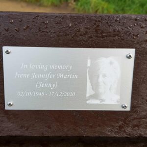 Photo plaque on a TDP Riber Bench made from Recycled Plastic wastee