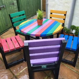 TDP Lees Table and Cromford chairs made from Recycled Plastic waste to brighten up your patio