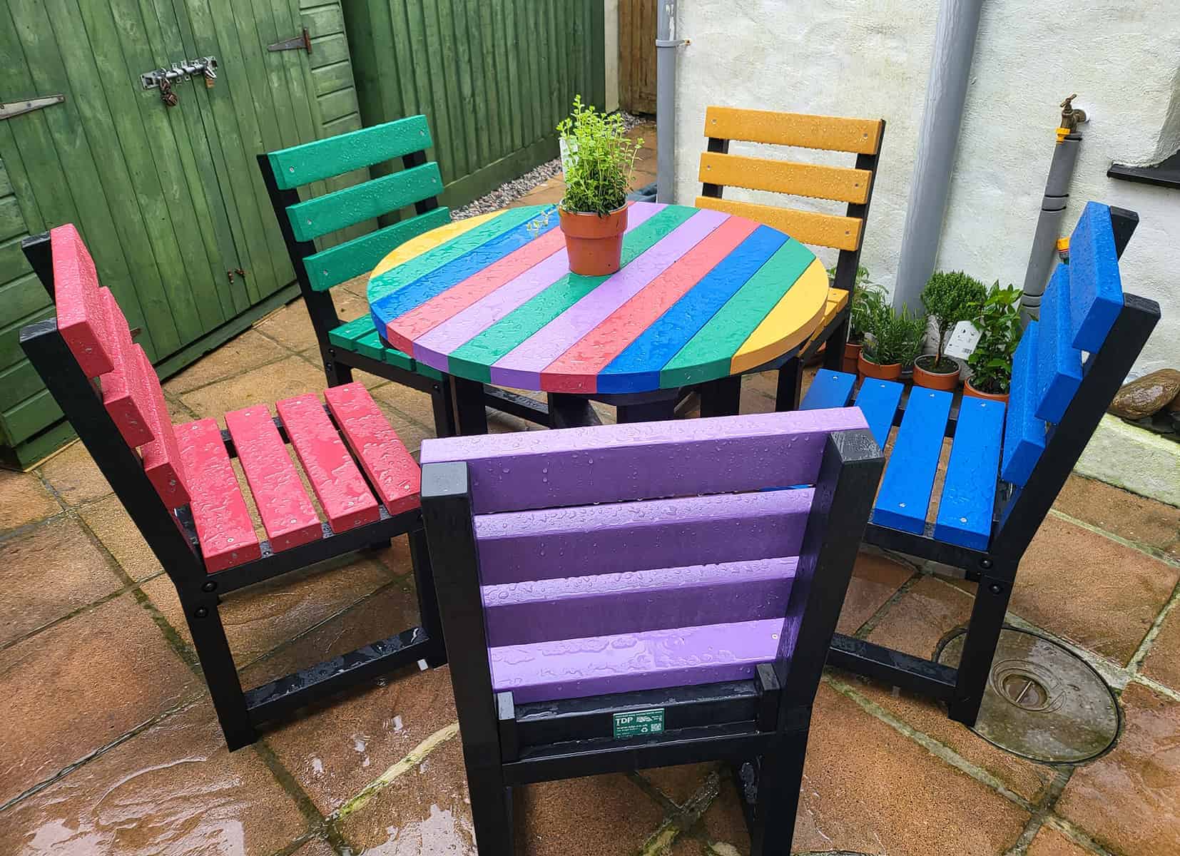 TDP Lees Table and Cromford chairs made from Recycled Plastic waste to brighten up your patio
