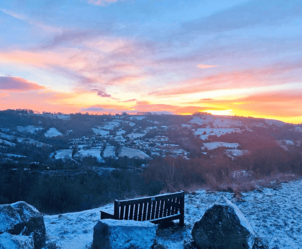 TDP Dale bench at the Stardisc in Wirksworth on a Winters morning