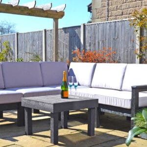 TDP Derbyshire 4 seater garden sofa in Black with table made from recycled plastic