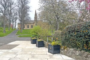 Three TDP Recycled Plastic Ipstone planters in Melrose, Scottish Boarders