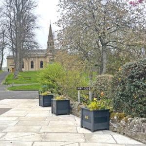 Three TDP Recycled Plastic Ipstone planters in Melrose, Scottish Boarders