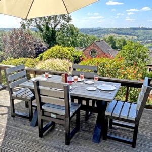 Four seater outdoor dining table with chairs - TDP Wheatcroft 1.5 with 4 Cromford chairs