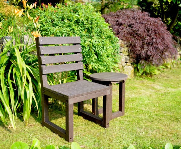 Garden chair and table made from recyled plastic by TDP - Cromford chair and Hopton table 2