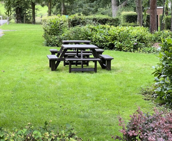8 seater Bradbourne picnic table for staff to use at a Derbyshire Company