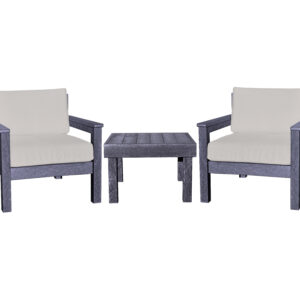 2 Derbyshire Chairs with arm rests and table in Black- TDP Recycled Plastic Furniture