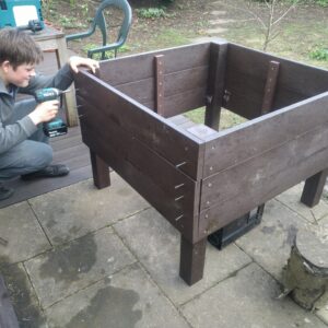Flat pack raised bed in the making