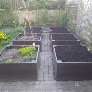 Flat pack raised bed installed in back garden